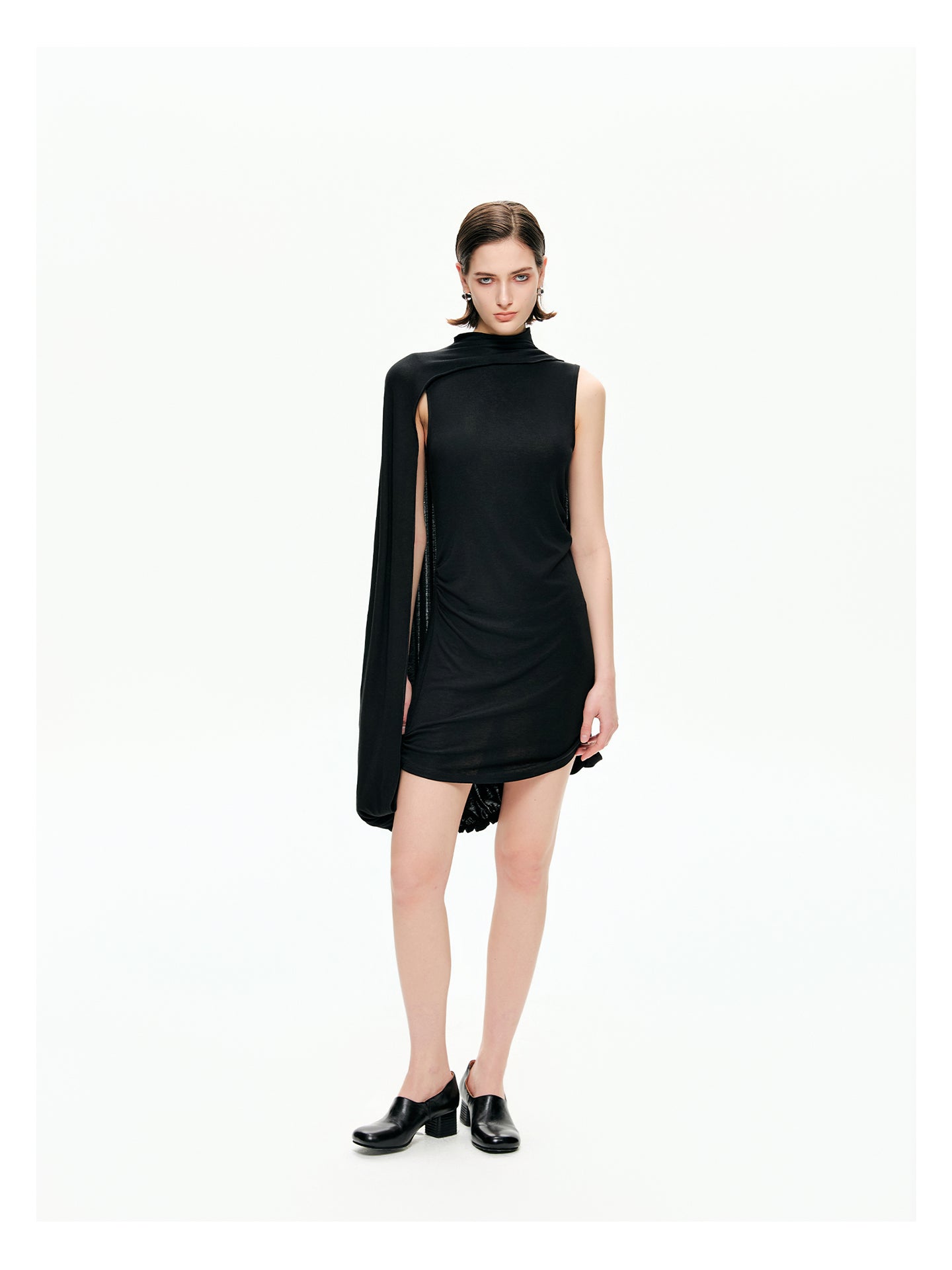 Draped Cape Mini Dress-Pre Order