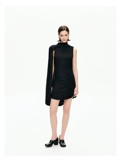 Draped Cape Mini Dress-Pre Order