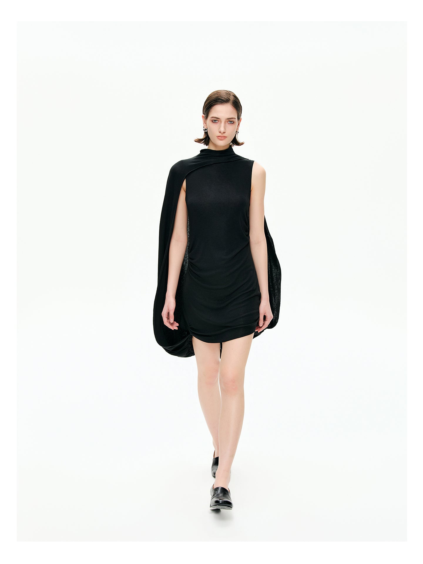 Draped Cape Mini Dress-Pre Order