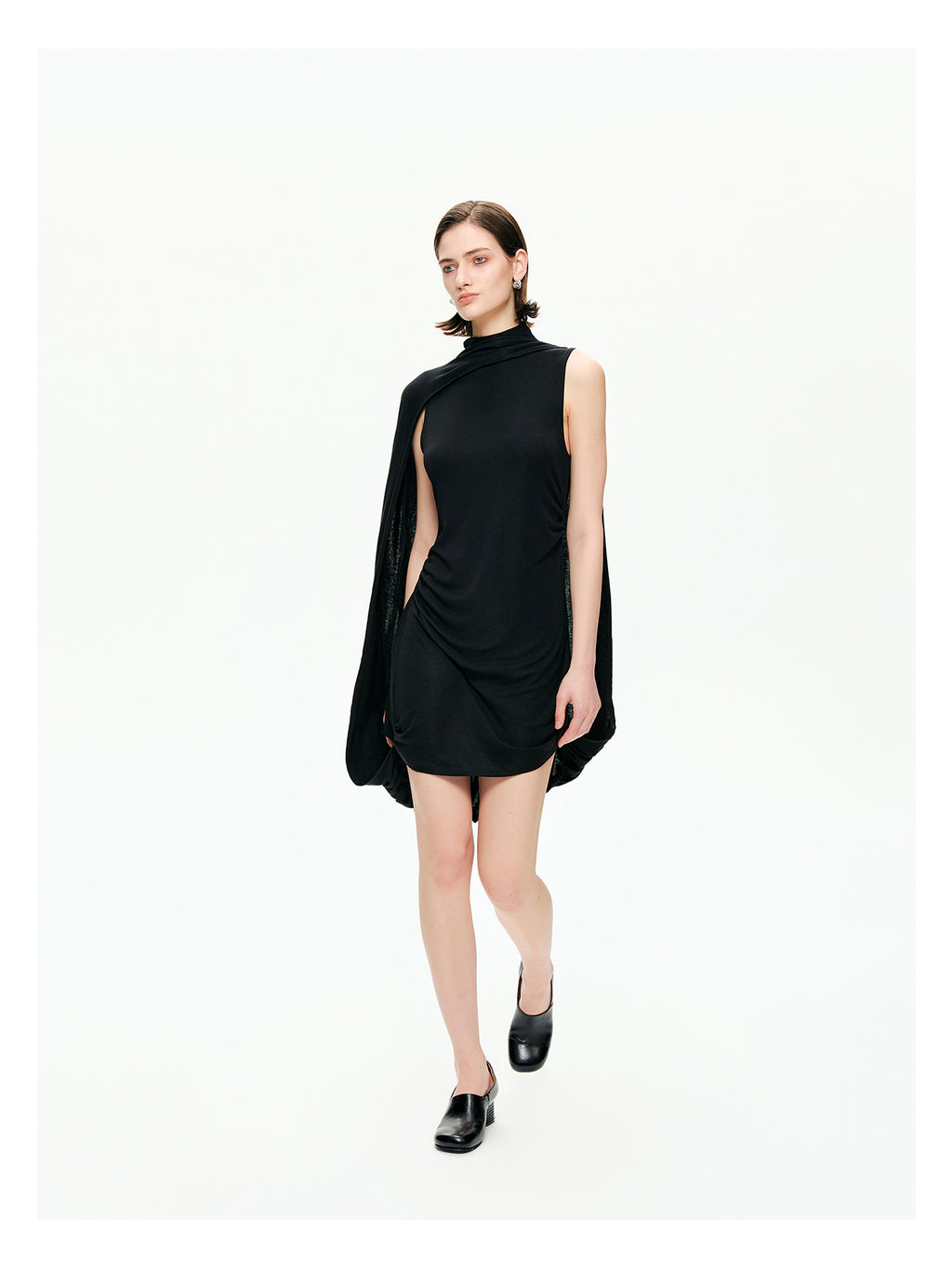 Draped Cape Mini Dress-Pre Order