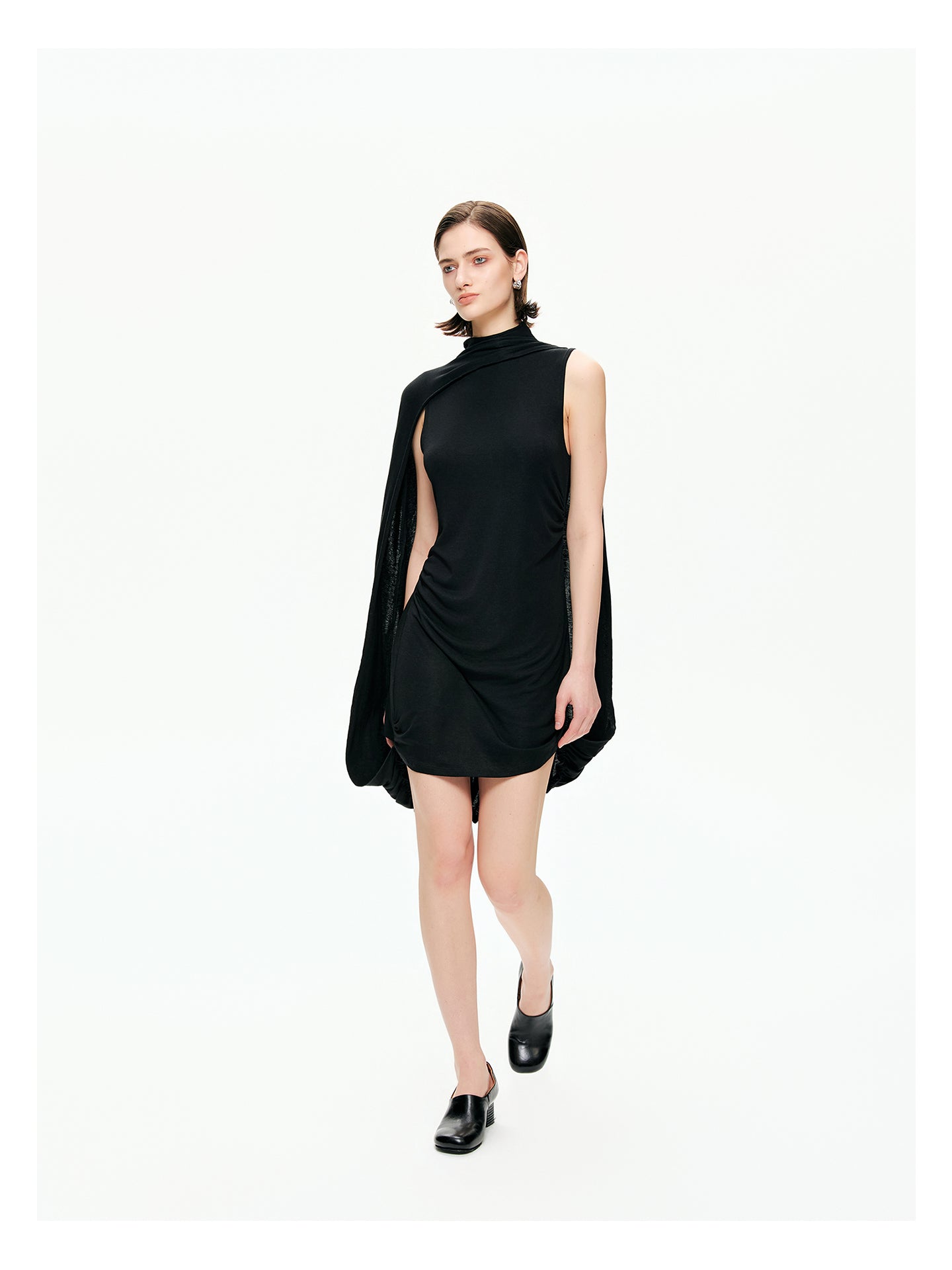 Draped Cape Mini Dress-Pre Order