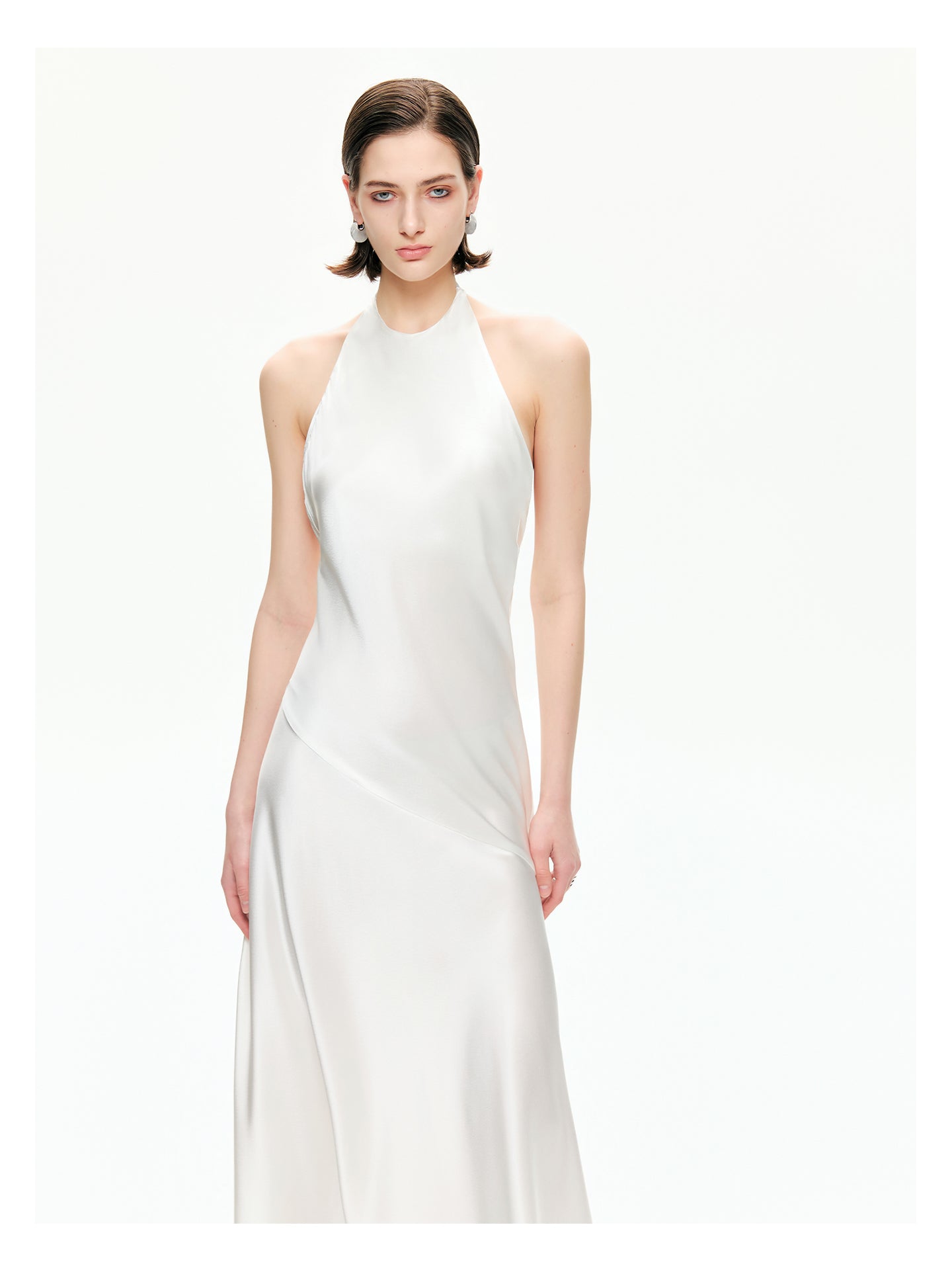 Bias-Cut Satin Halter Maxi Dress-Pre Order