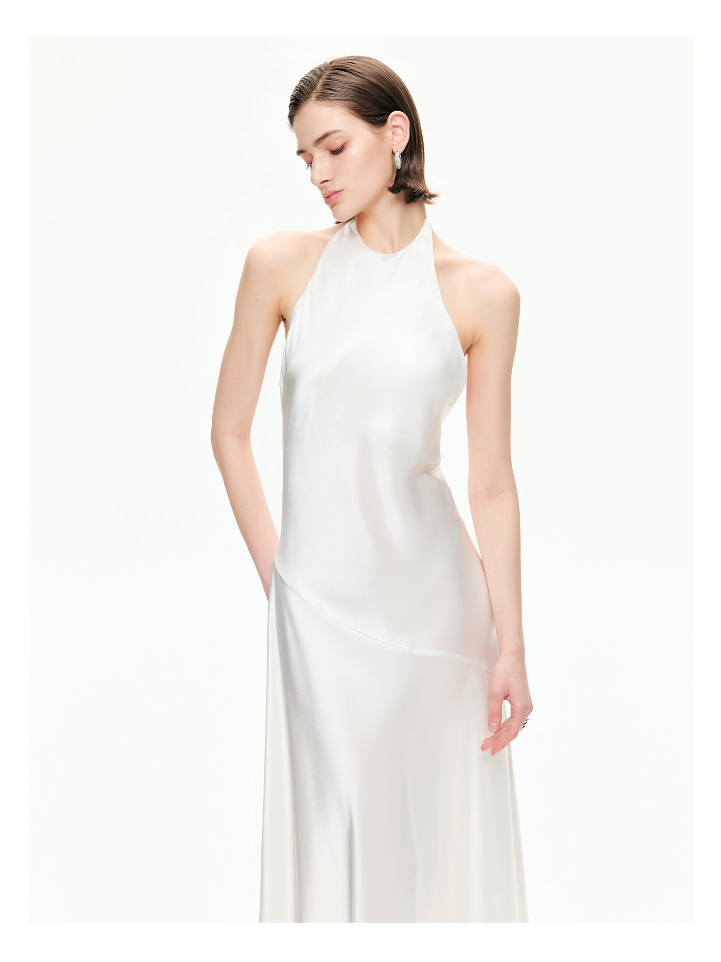 Bias-Cut Satin Halter Maxi Dress-Pre Order