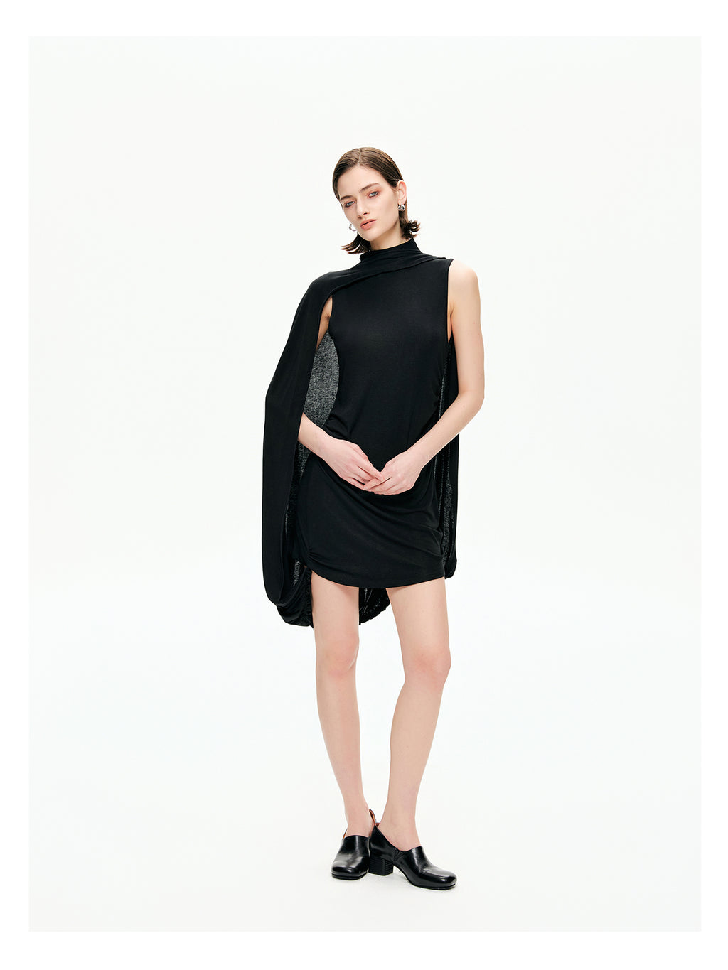 Draped Cape Mini Dress-Pre Order