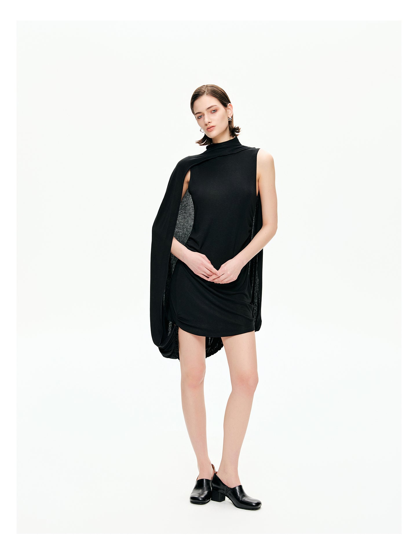Draped Cape Mini Dress-Pre Order