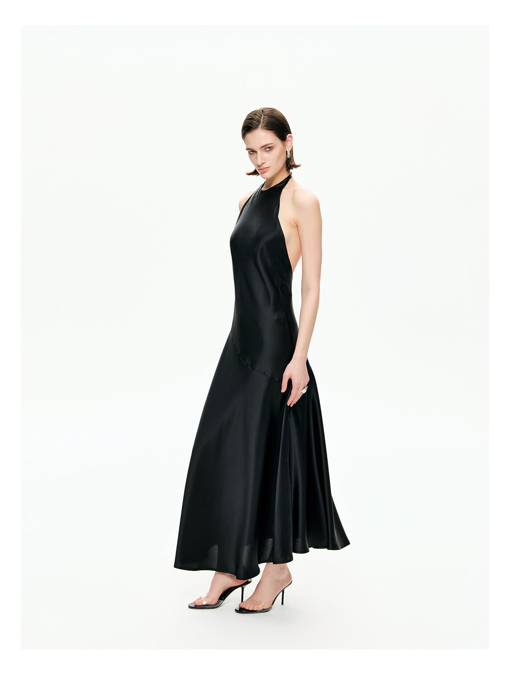 Bias-Cut Satin Halter Maxi Dress-Pre Order