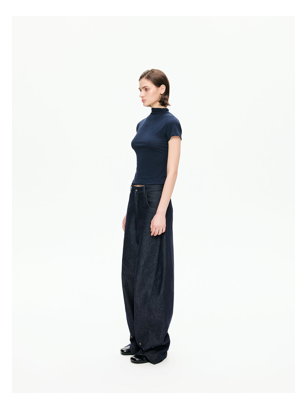 Raw Indigo Barrel-Leg Jeans