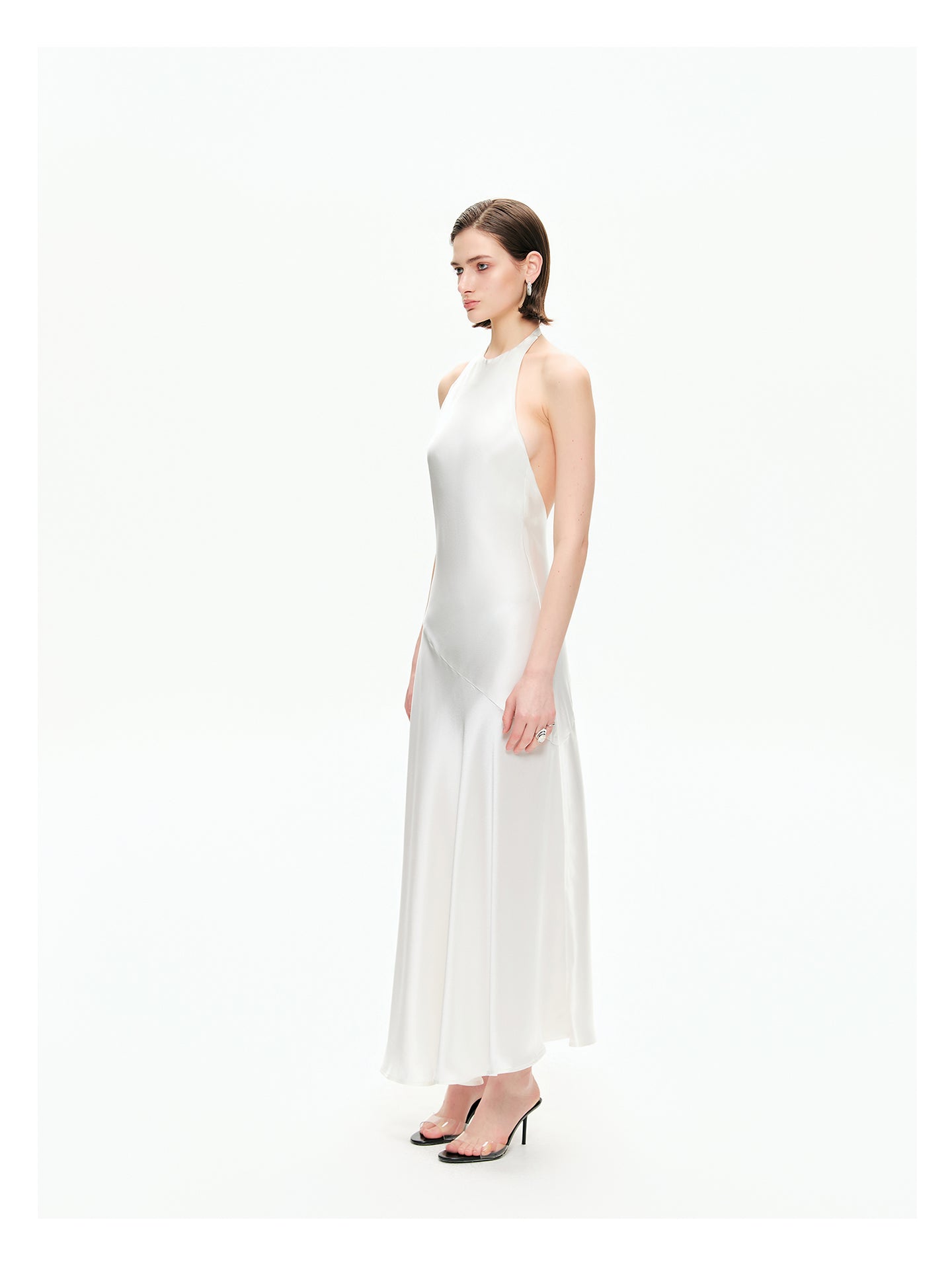 Bias-Cut Satin Halter Maxi Dress-Pre Order