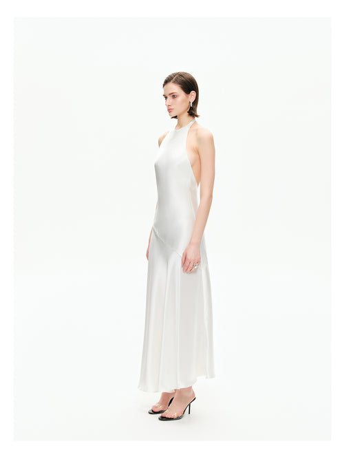 Bias-Cut Satin Halter Maxi Dress-Pre Order