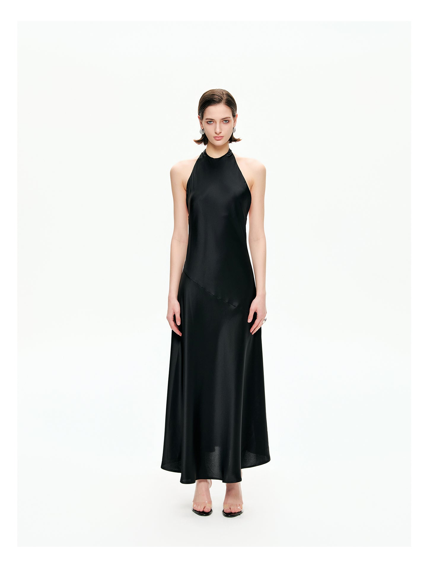 Bias-Cut Satin Halter Maxi Dress-Pre Order