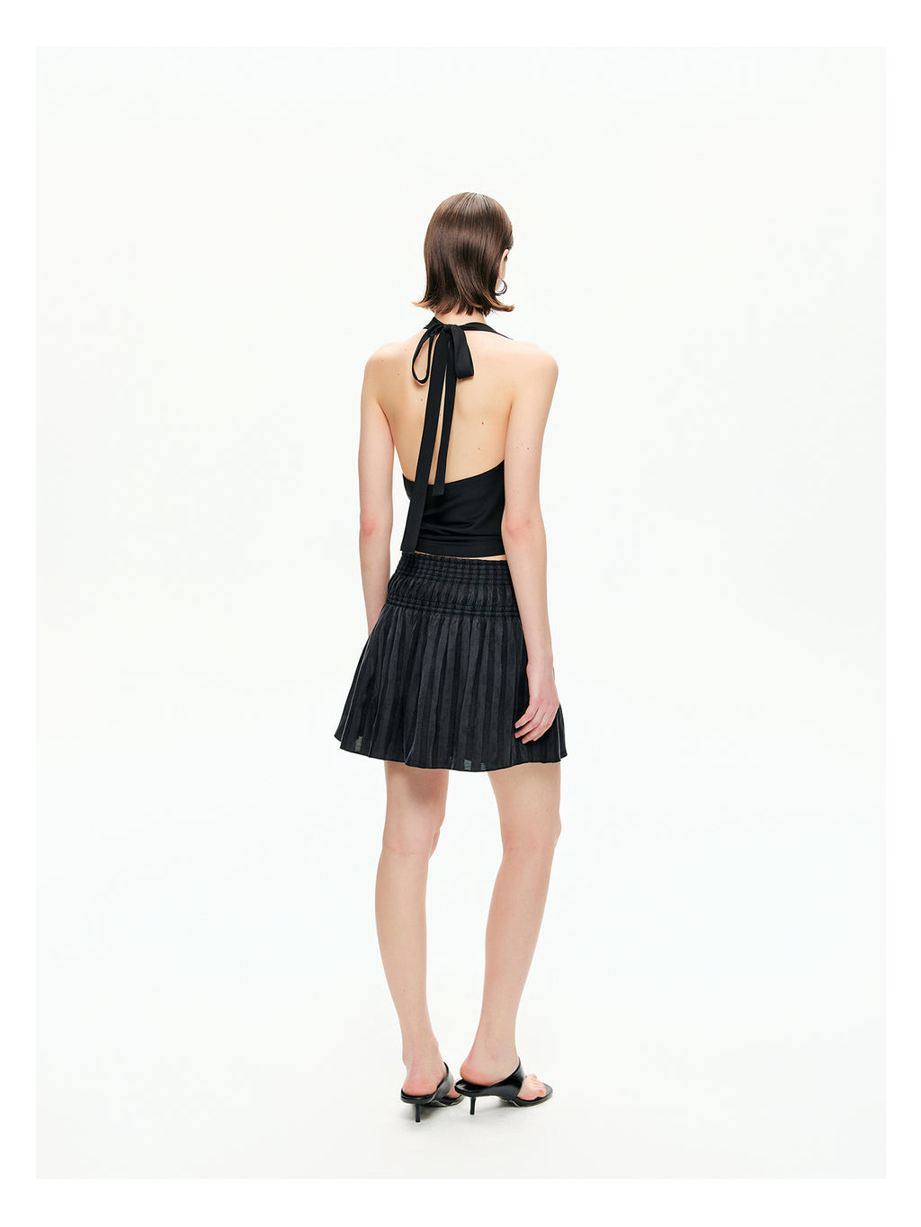 Sheer Stripe Flounce Mini Skirt-Pre Order