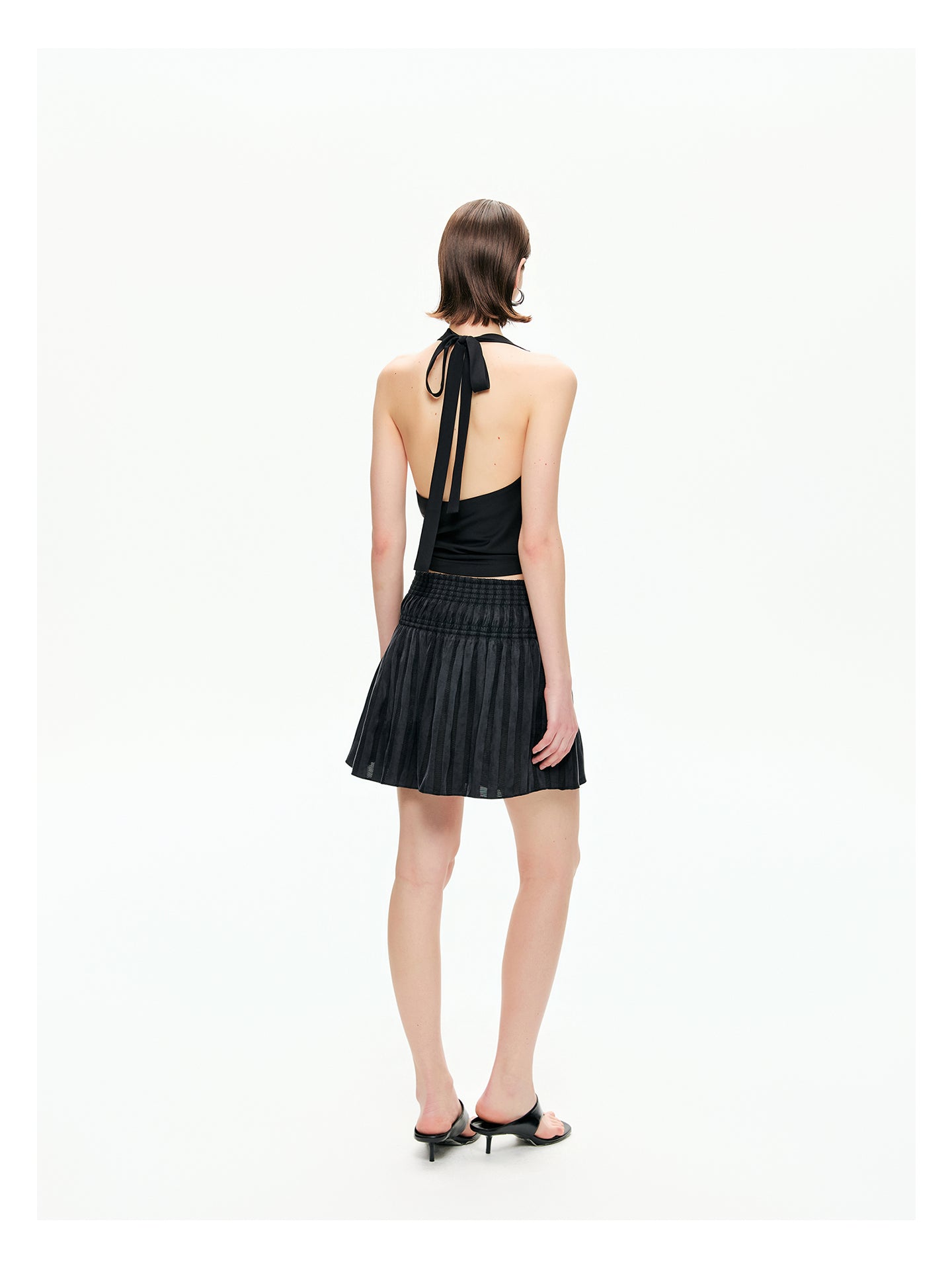 Sheer Stripe Flounce Mini Skirt-Pre Order